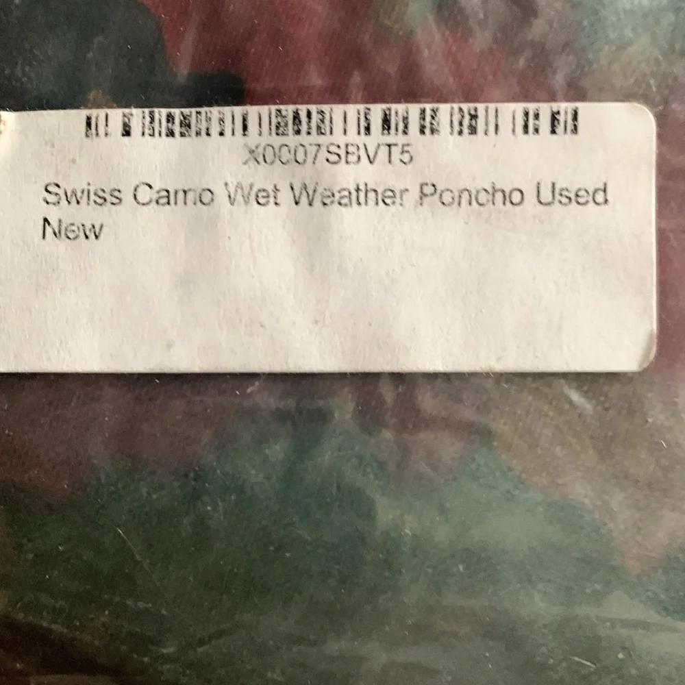 Swiss Camo wet weather poncho. No size listed. Assume size is one size fits most - Picture 2 of 4